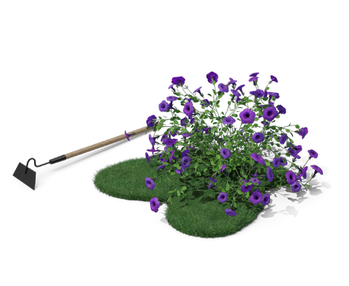 Blumen mit einer Garten-Hacke