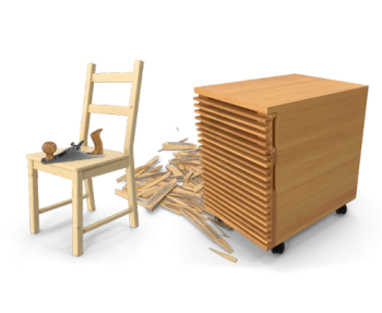 Holzmöbel und Sägespäne
